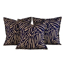 3 Pc Pillow Covers Vicki Payne Free Spirit Navy Blue Brown Zebra Animal Print - £69.97 GBP