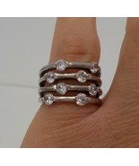 MULTI SPLIT SHANK SILVER COLOR RING SZ 9.5 CLEAR STONES SPARKLY FASHION ... - £14.38 GBP
