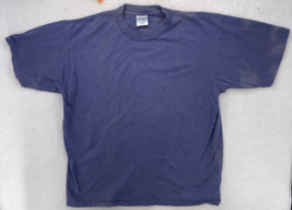 Gildan Blue Vintage T-Shirt Size XL Extra Large Blank Canada Made 1990&#39;s - £13.44 GBP