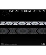 Delica beads Hatband Loom Pattern No.136 - Black Grey Cowgirl Beaded Belt - $4.93 CAD