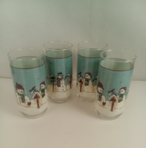 Set Of 4 Meiwa Snowman Serenade Tumblers/Glasses 16oz - $14.84