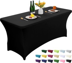 Black 6FT Stretch Spandex Table Cover Washable and Wrinkle Resistant Kitchen Spa - £21.75 GBP