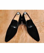Men&#39;s Moccasin Loafer Slip Ons Black Premium Quality Leather Handcrafted... - $205.14 CAD+