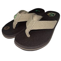 Sanuk Flip Flops Mens Brown Woven Comfort Canvas Sandals Slipper Beer Cozy Ultra - $60.28