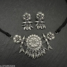 Indian Oxidised Jewelry German Silver Plated Party Wear Set Kundan c - $3.71