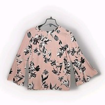 Halogen Blouse Dusty Rose Flare Bell Sleeve Black Bow Floral Womens Size SP - $20.35