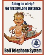 Bell Telephone Going on a Trip Advertisement Little Girl Magic Carpet Me... - $29.95