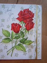 Vintage Red Roses Thank You Greeting Card by Fairfields - $2.99