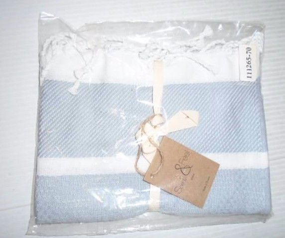 Scents and Feel Cotton 3 Guest Fouta Towels Set Blue White - $48.30