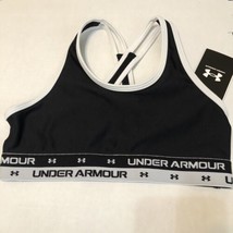 Under Armour 1364629 001 Girl&#39;s Sz YMD Black/White UA Crossback Sports Bra New - £14.50 GBP