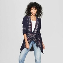 Long-Sleeve Embroidered Cardigan Navy  Knox Rose Sizes M L XL NWT - £27.86 GBP