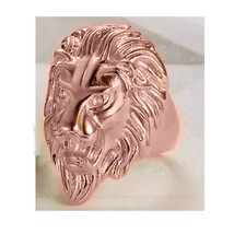 14k Rose Gold Plated Sterling Silver Men&#39;s Lion head Pinky Ring Jewelry - $250.11