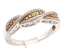 925 Sterling Silver Vintage Ring Two Tone CZ Intertwined Band  Sz 11  RG... - $35.09