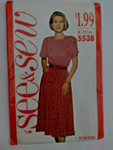 Vintage See &amp; Sew 5538 Misses Dress Size XS-M (6-14) Sewing Pattern - £3.10 GBP