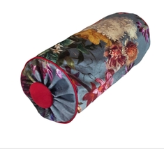 Vintage Style  Bolster Pillows Red  Flower , Throw Pillow 6x16&quot; - £42.46 GBP