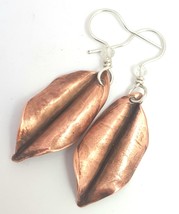 Copper and Sterling Silver Leaf Earrings - £22.30 GBP