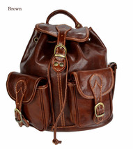 Backpack leather brown backpack genuine leather travel bag weekender sports bag  - £170.48 GBP