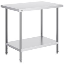 VEVOR Stainless Steel Prep Table, 24 x 36 x 34 Inch, Heavy Duty Metal Wo... - $137.60