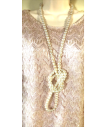 Vintage Simple Faux Pearl long Flapper Necklace 60&quot; and Drop Dangle Earr... - £17.16 GBP