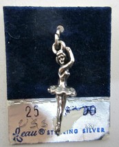 Beau STERLING Silver Ballerina Charm New on Card VINTAGE 1960&#39;s - £11.78 GBP