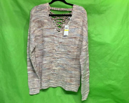 American Rag Juniors&#39; Lace-Up Mixed-Knit Sweater Size M - $19.99
