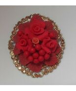 Vintage Carved Floral/Leaves Dress/ Scarf Clip - $33.41