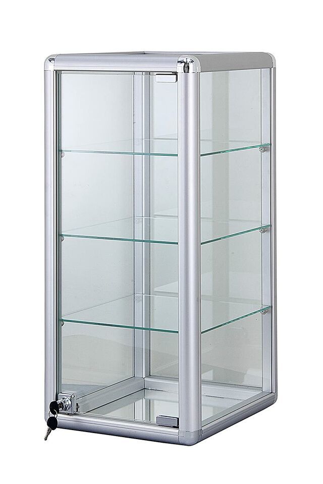 Aluminum Framed Tempered Glass Counter Top Display Case with Shelves and... - $196.14