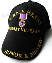 Purple Heart Combat Veteran United States Embroidered Baseball Cap Hat - £9.61 GBP