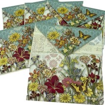 Lot of 5 Punch Studio Gold Embellished Floral Note Cards &amp; Full Color En... - $5.95