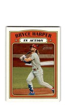 2021 Topps Heritage Bryce Harper #14 In Action Phillies Trout Puzzle on back - £0.77 GBP