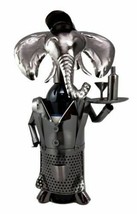 Pachy Elephant Waiter Hand Made Metal Wine Bottle Holder Caddy Decor 14.25&quot;H - £27.33 GBP