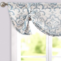 jinchan Linen Tie Up Valance for Flax Floral Drapes Vintage Farmhouse Medallion - $23.74