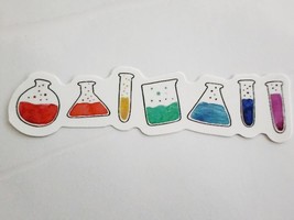 Row of Flasks and Beakers Science Theme Rainbow Sticker Decal Embellishm... - £1.77 GBP