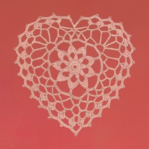 Handcrafted Valentine Heart Doily (light pink) - £8.03 GBP