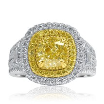 Authenticity Guarantee 
GIA Certified 3.13 Carat Cushion Light Yellow Diamond... - £9,858.49 GBP