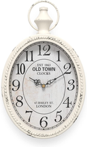 Menterry Small Retro Oval Wall Clock, Antique Old Design, White Vintage Style, B - £22.37 GBP
