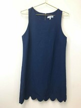 Monteau Navy Blue Women&#39;s Sleeveless Scallop Trim Shift Dress, Size M Me... - £8.84 GBP