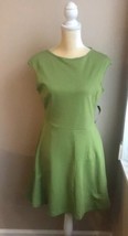 New York &amp; Company Womens Green Fit Flare Dress Cotton Sleeveless NWT - £23.43 GBP