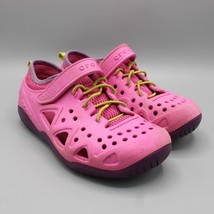 Crocs 204989 Swiftwater Slip On Pink Water Shoes Big Kids Size J2 Hook &amp; Loop - £15.77 GBP