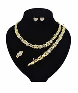 HUGS &amp; KISSES teddy bear necklace bracelet earrings ring 18k Layered gol... - $551.36 MXN