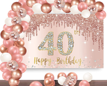 Happy 40Th Birthday Banner Backdrop Decorations with Confetti Balloon Ga... - $28.76