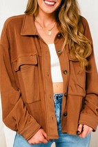 Pocketed Collared Neck Dropped Shoulder Jacket - £29.82 GBP