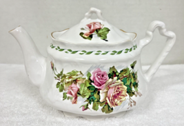 Arthur Wood &amp; Son Staffordshire Pink Yellow Roses Teapot Cottage Grandma... - $39.11