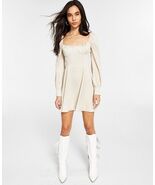 MSRP $99 Leyden Blouson-Sleeve Mini Dress Beige Size XS - $635.62 MXN