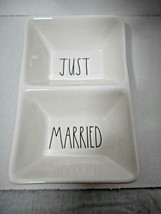 Rae Dunn JUST MARRIED Divided Ceramic Ring Dish Wedding Gift Artisan Col... - £14.78 GBP