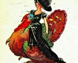 Due Bellezze Donna IN Nero Equitazione Cascante Thanksgiving Greetings 1914 - $7.90