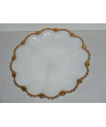 Vtg divided white milk glass gold scalloped edge serving relish egg dish... - $10.97 CAD