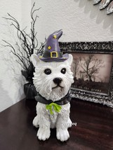Halloween White Westie West Highland Dog Witch Hat Resin Figurine Figure... - $44.54
