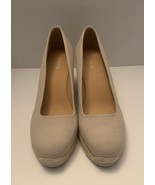 J. Crew Seville Pump Women&#39;s Size 9.5 Wedge Heel Espadrille Tan Canvas S... - $660.29 MXN