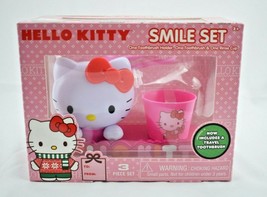 SanRio Hello Kitty Smile Set  3 Pcs Toothbrush, Toothbrush Holder and Cup New - £10.88 GBP